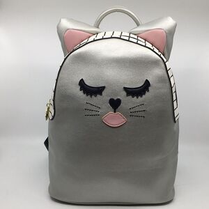 Luv Betsey By Betsey Johnson Silver and Pink Kitty Cat Face Backpack